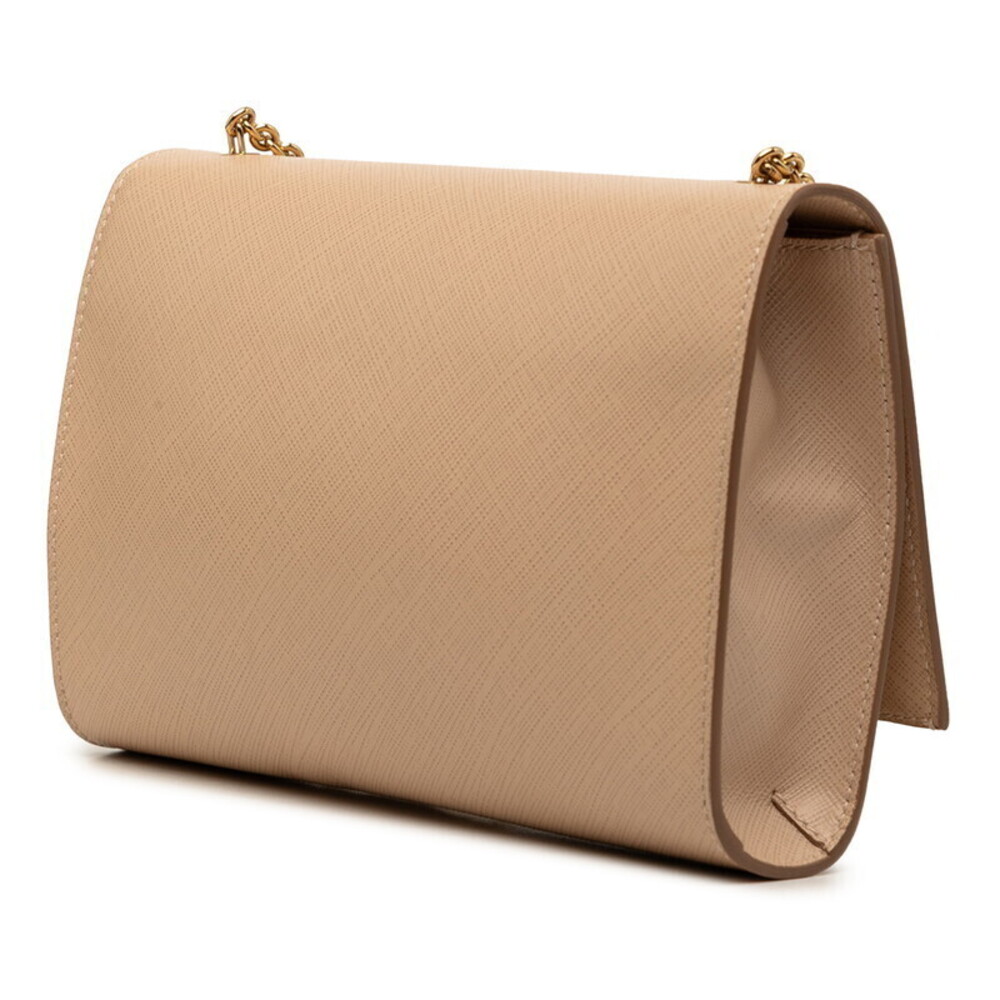 Salvatore Ferragamo Vara Beige Cream Chain Shoulder Bag Leather Tan Cream